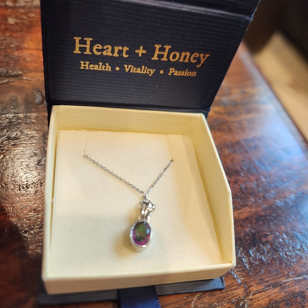 Iridescent Mystic Topaz Necklace Sterling Silver NIB